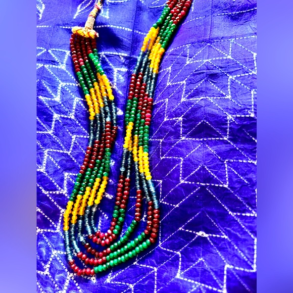 Stunning!New! Multicoloured beaded necklace with 5 lines . Royal necklace,
